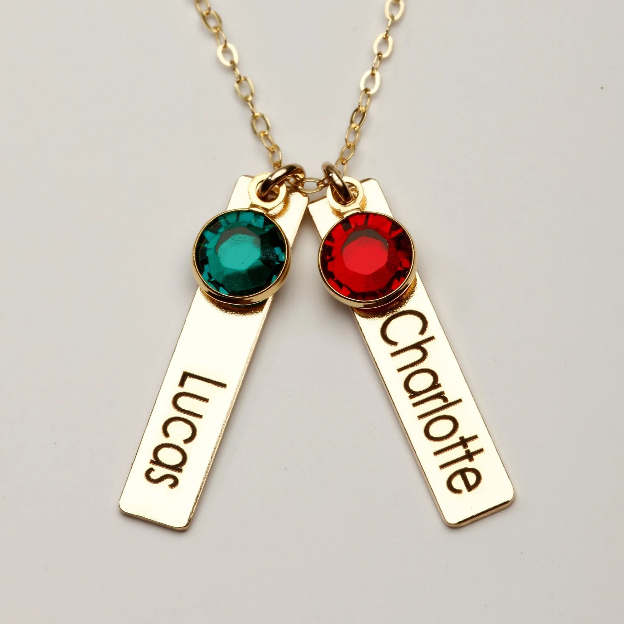 Birthstone Bar Name Necklace for Mom - CG436N. Starts at