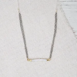 Biwa Pearl Two Tone Necklace