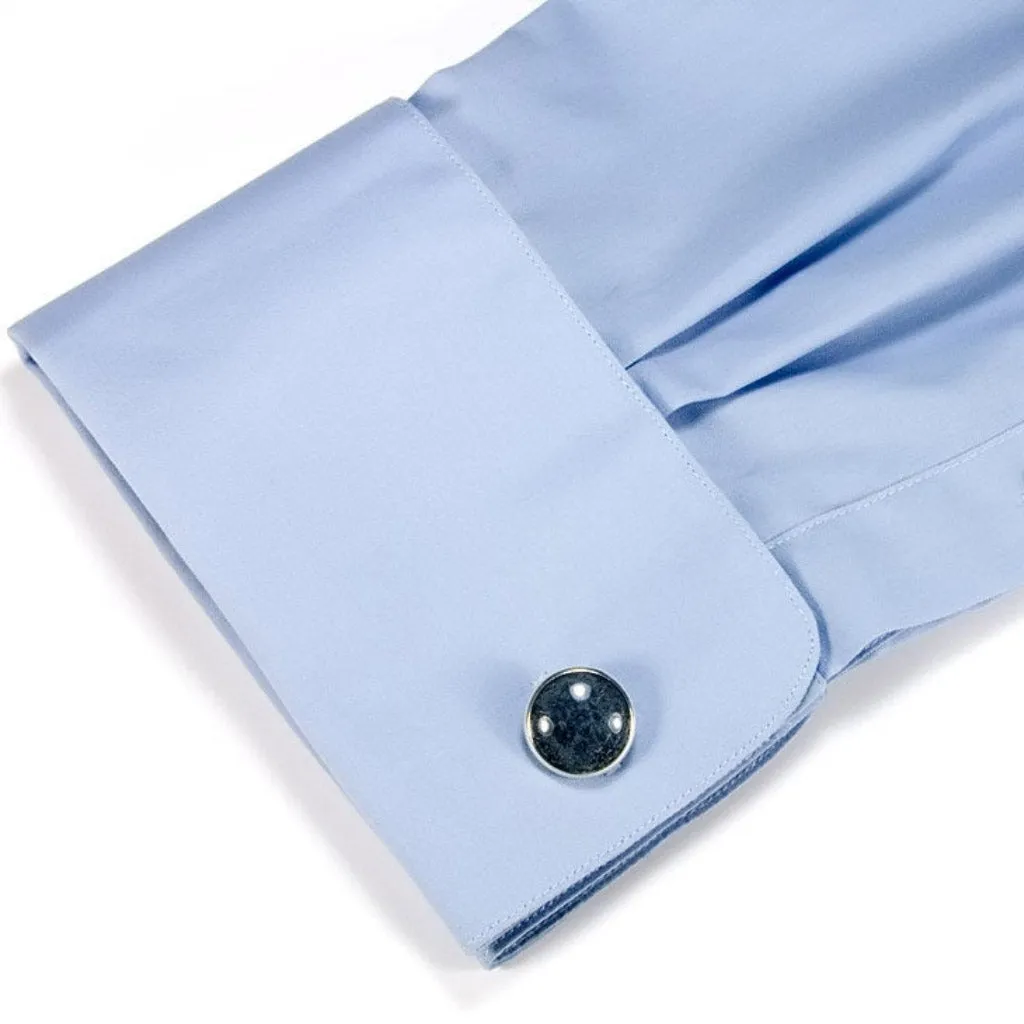 Black Carbon Fiber Silver Cufflinks