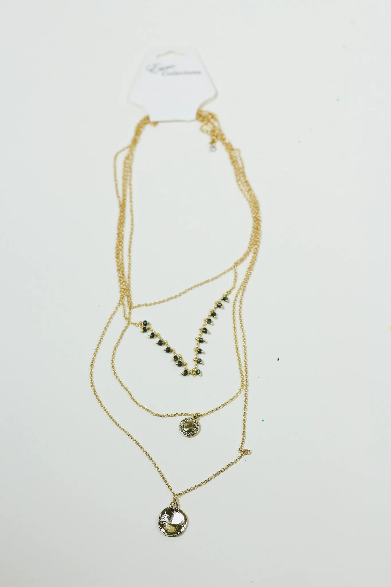 Blue Bead Gold Layered Necklace