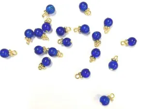 Blue Circular Glass Beads Hanging- 8 mm
