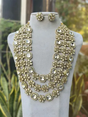 Bollywood Stylish Layered Polki Necklace Earrings Indian Jewelry Set, Bollywood Design Layer Polki Jewelry Set, Pakistani Multi Layer Polki necklace Set, Indian Polki Necklace Set, Indian Layered Polki Jewelry Set