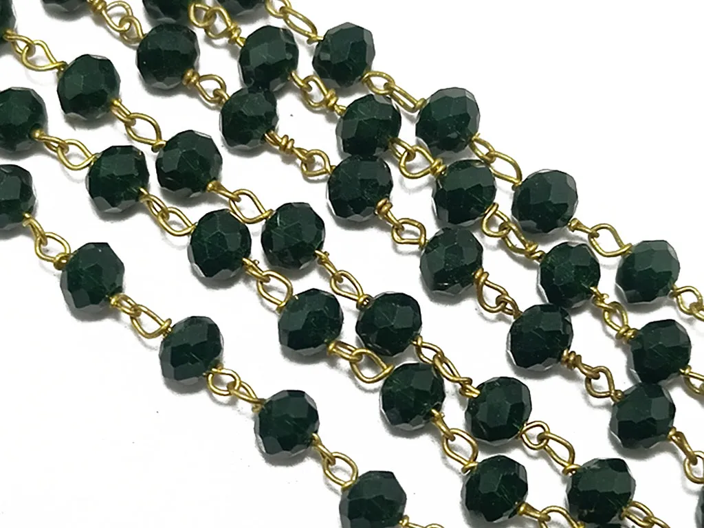 Bottle Green Rondelle Glass Beads Chain
