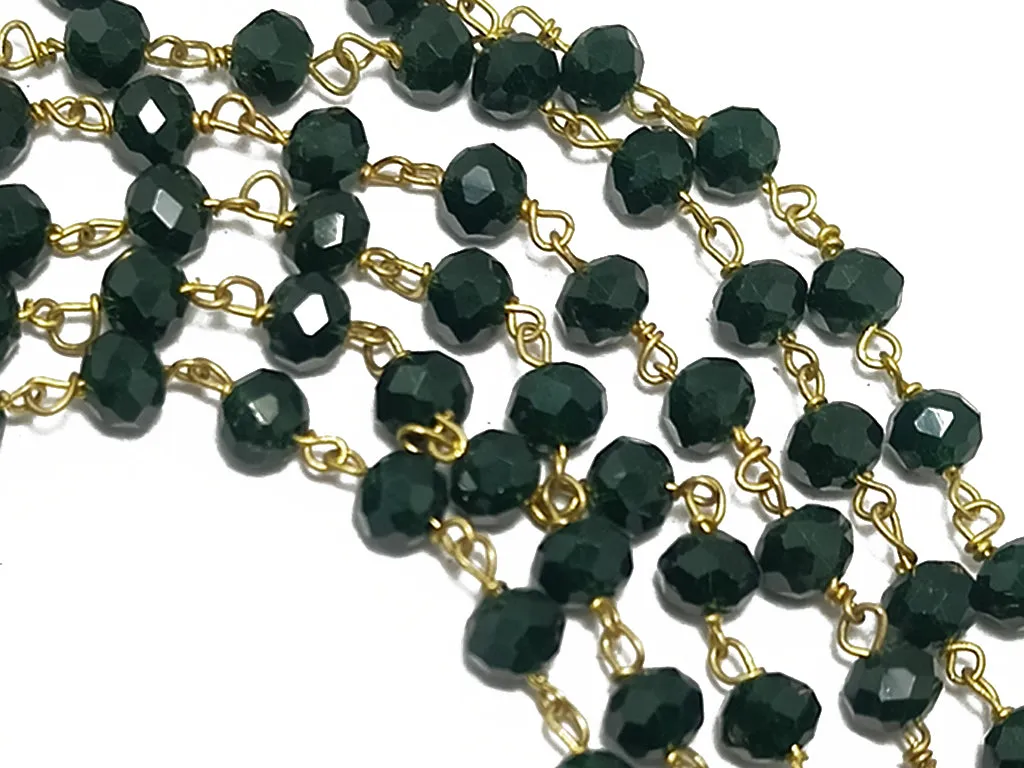 Bottle Green Rondelle Glass Beads Chain