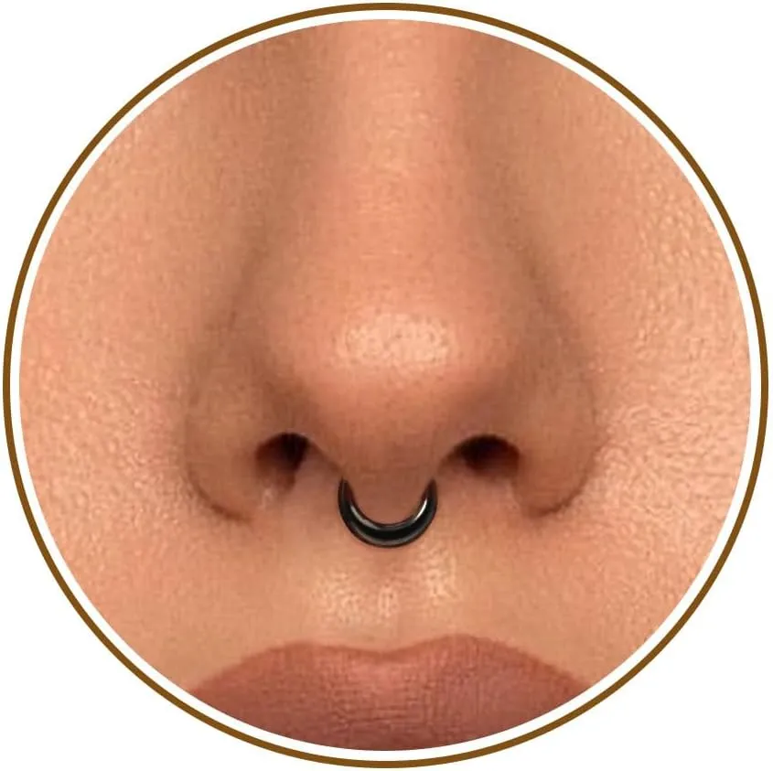 Btysun Nose Rings for Women, Septum Hinged Hoop 16G Nostril Helix Cartilage Earrings, Tragus Rock Conch Lip Daith Piercing Jewelry 8MM 10MM