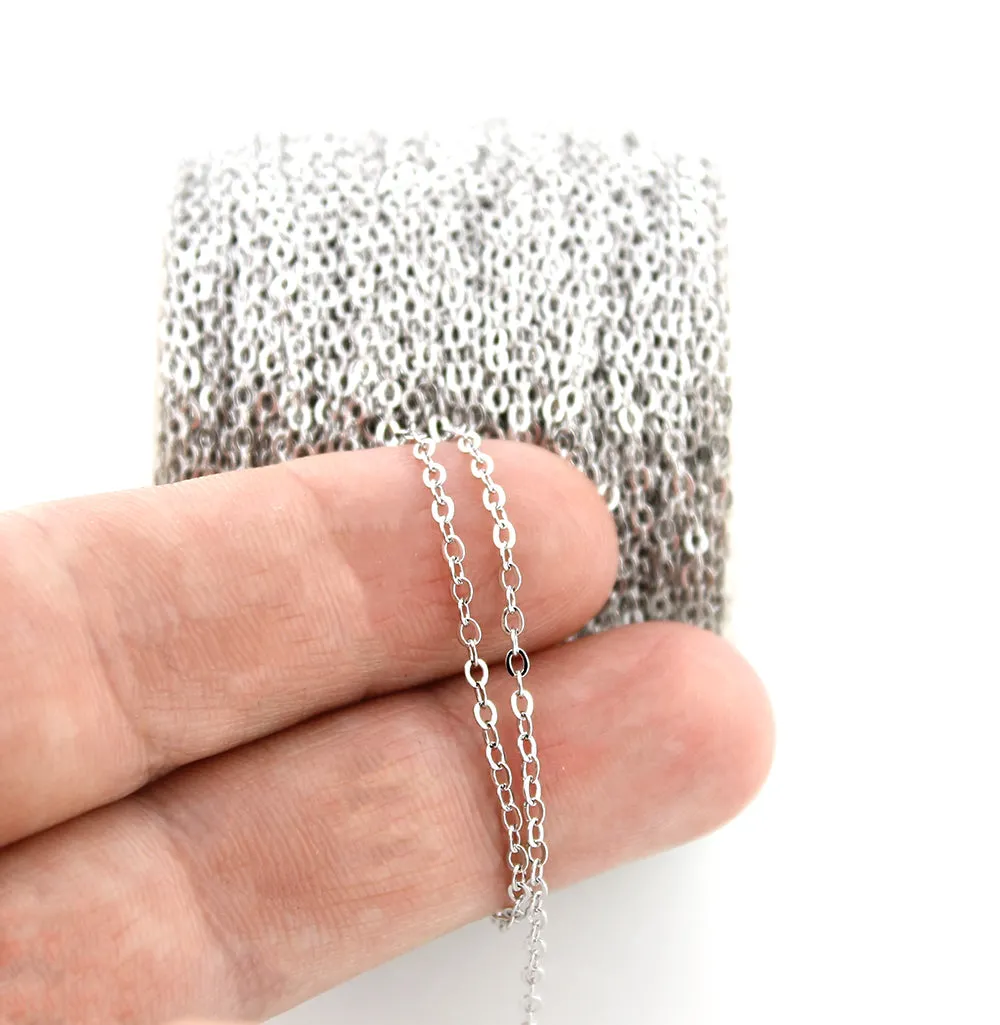 BULK Platinum Plated Cable Chain - 1.5mm - Choose Your Length - 1 Meter   - CH060