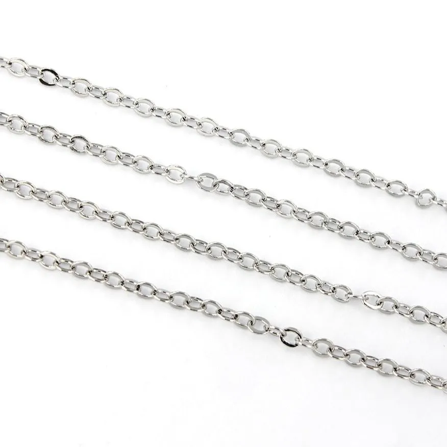 BULK Platinum Plated Cable Chain - 1.5mm - Choose Your Length - 1 Meter   - CH060