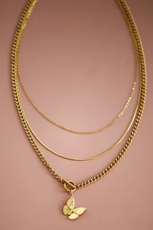 Butterfly Kisses Layered 18K Necklace