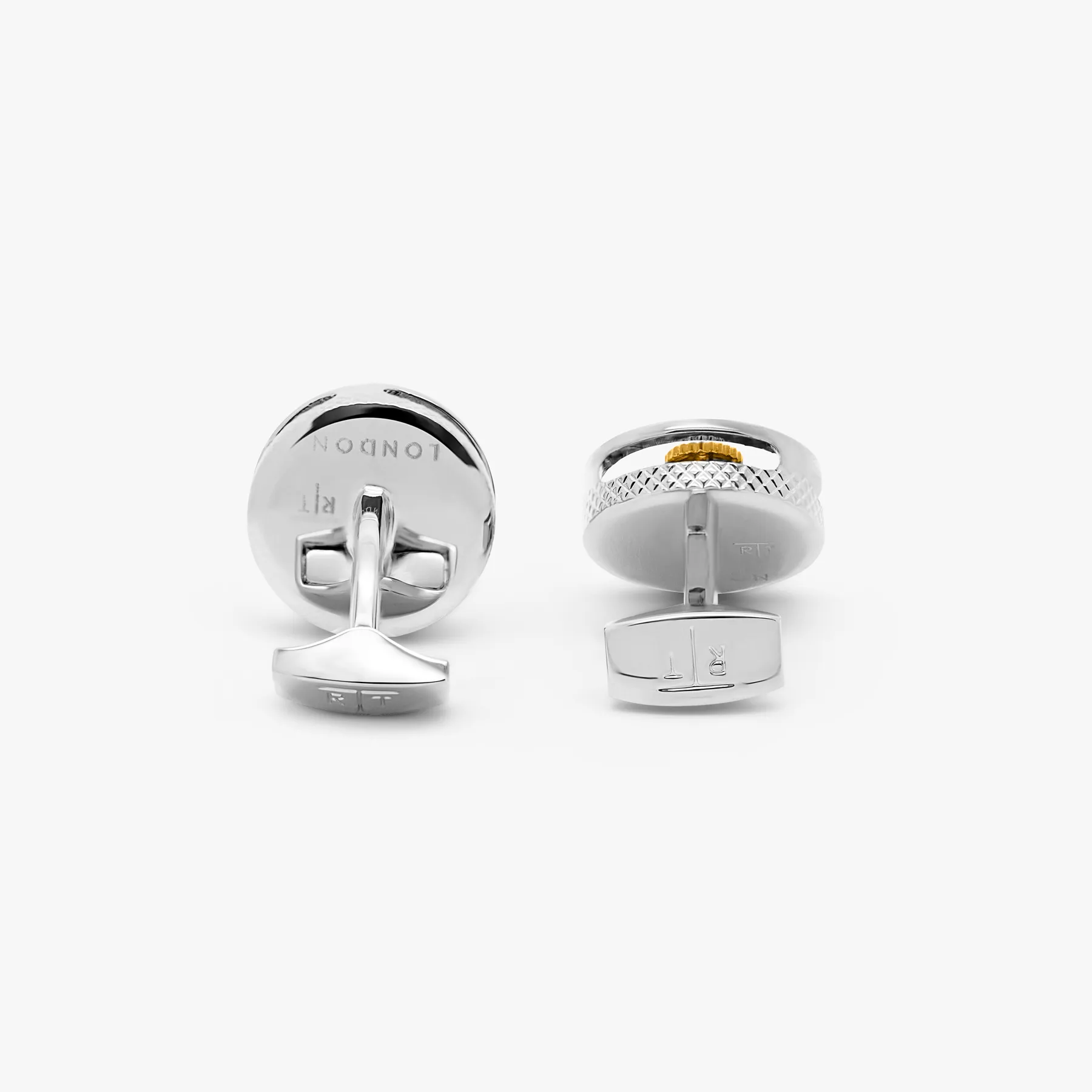 Carbon Gear Cufflinks & Shirt Stud Set in Palladium Plated