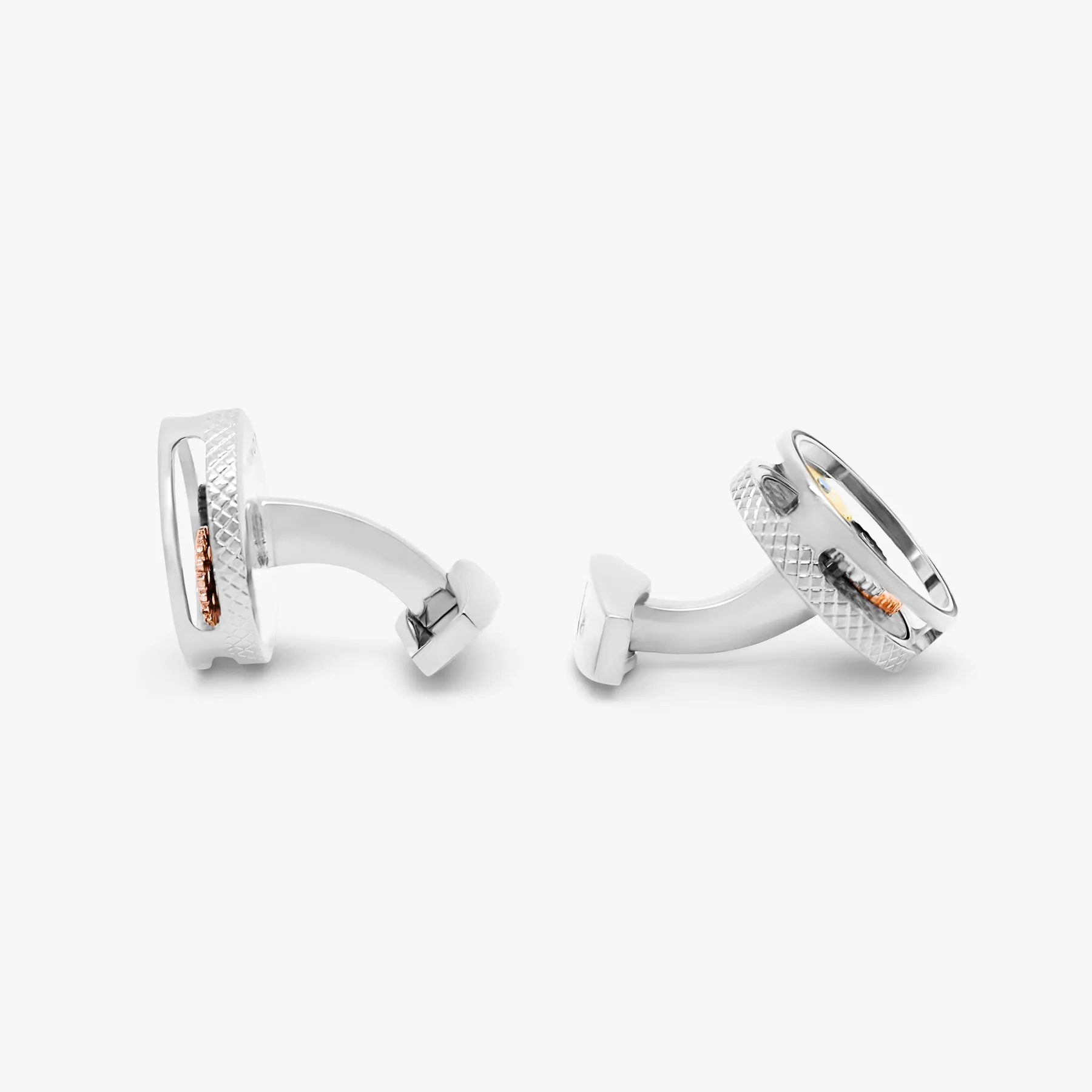 Carbon Gear Cufflinks & Shirt Stud Set in Palladium Plated