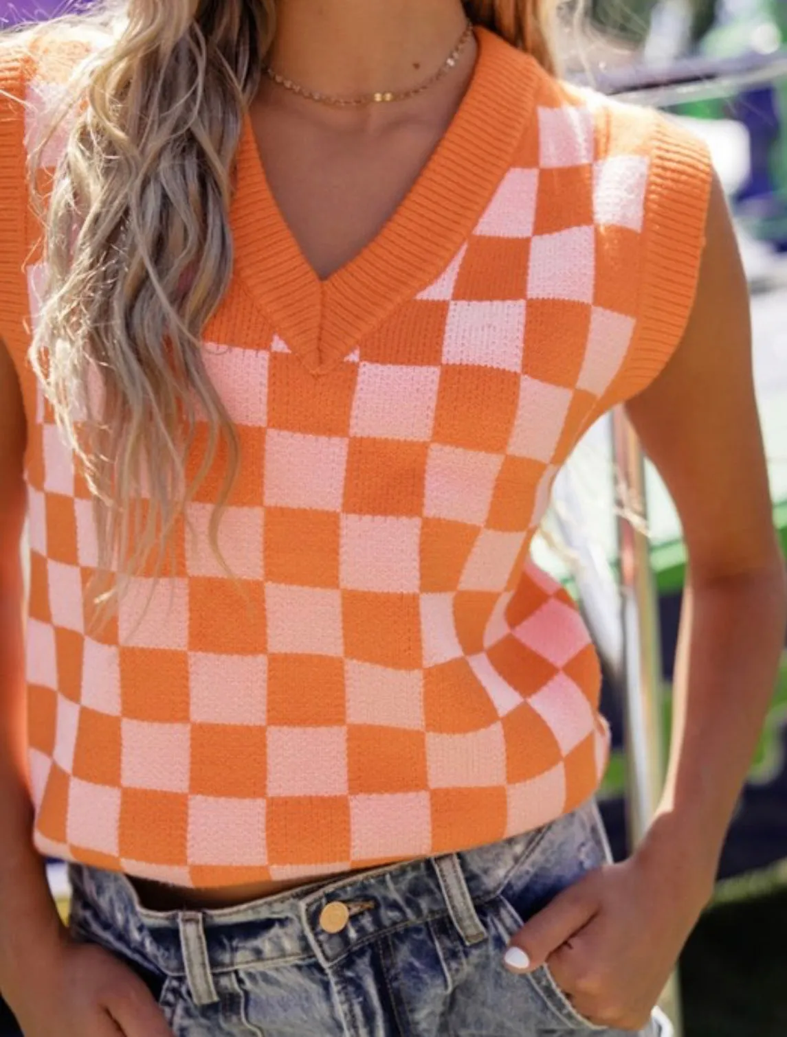 Checker Sweater Vest