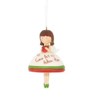 CHRISTMAS ANGEL ORNAMENT O COME LET US