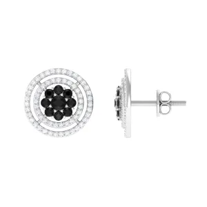 Classic Black Diamond and Diamond Stud Earrings