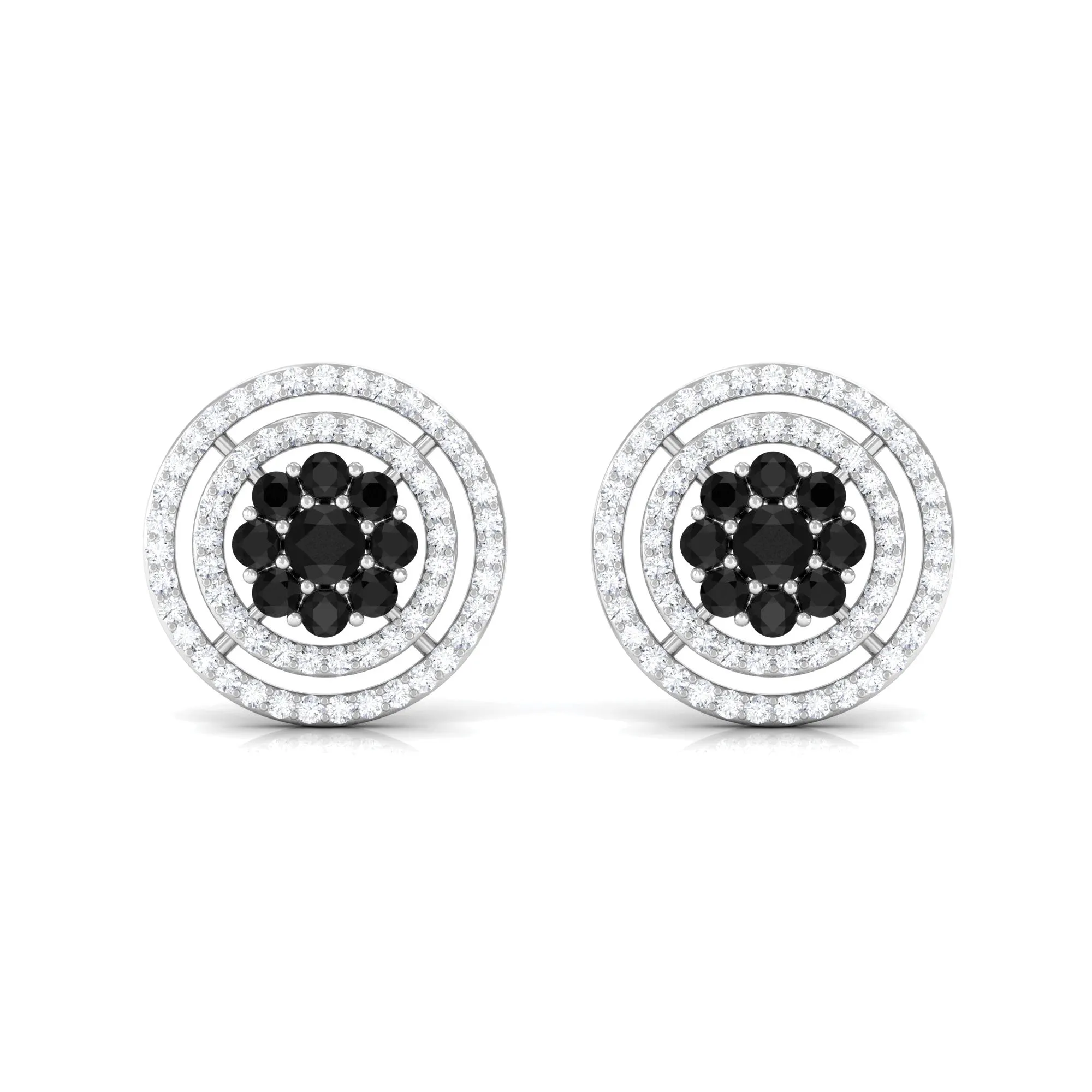 Classic Black Diamond and Diamond Stud Earrings