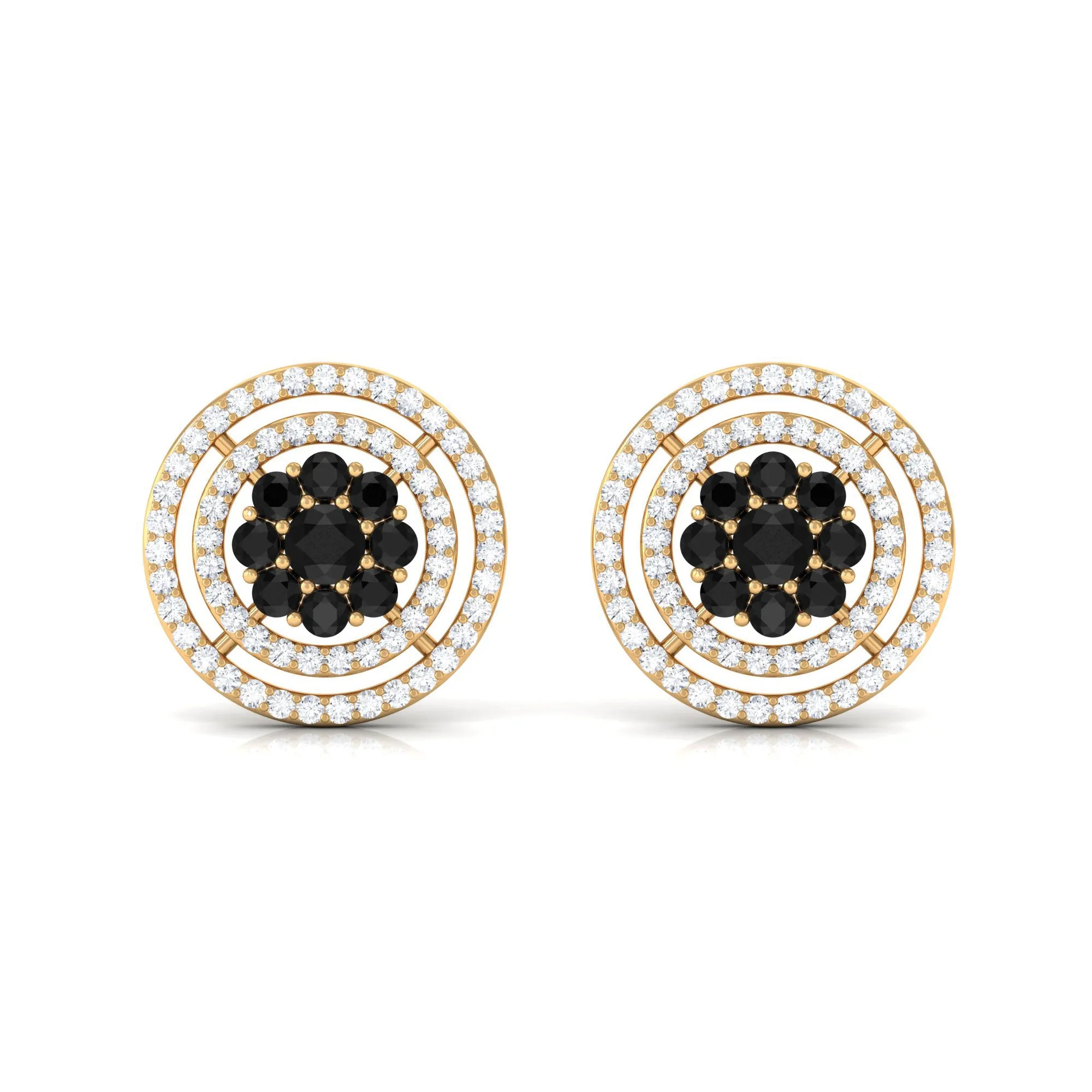 Classic Black Diamond and Diamond Stud Earrings