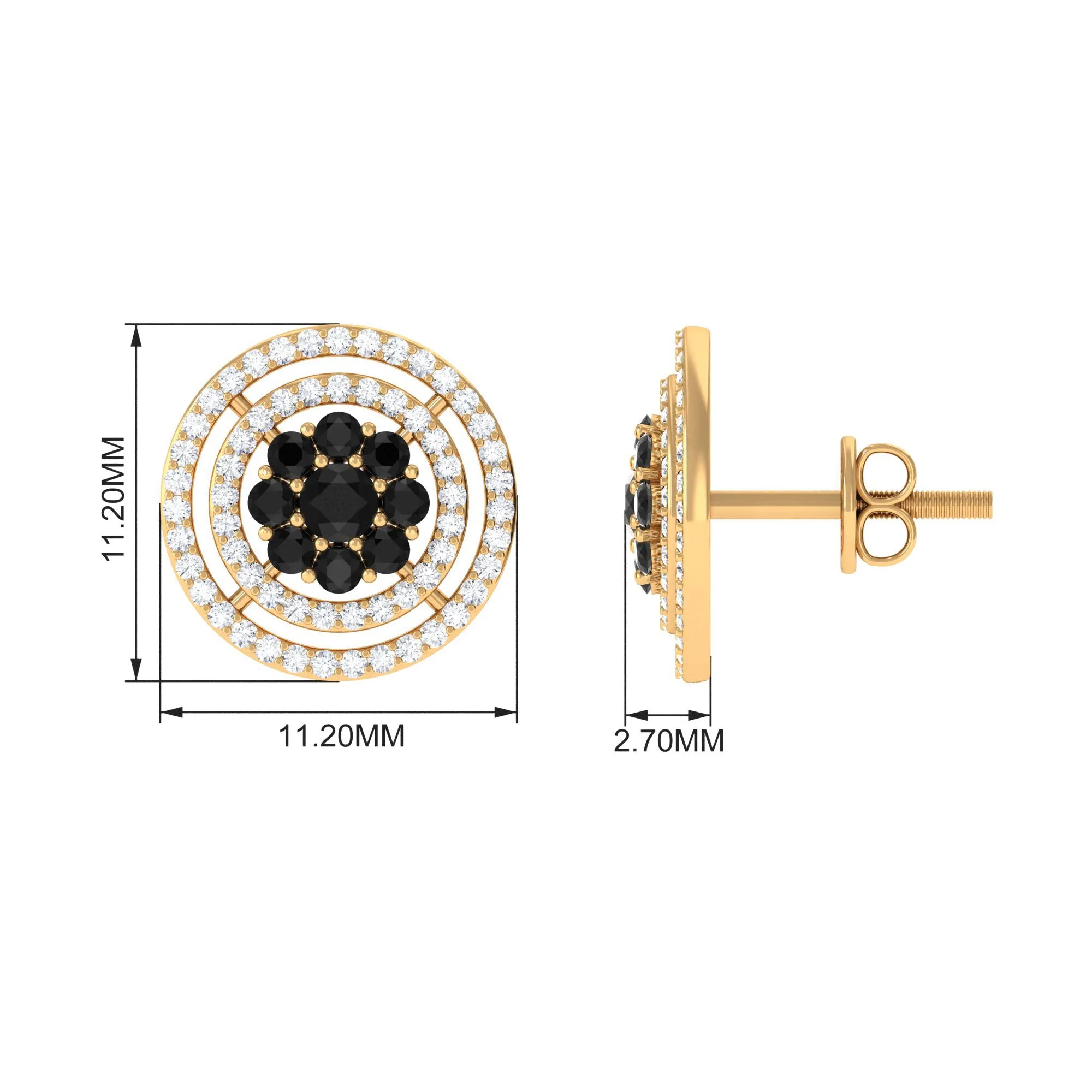 Classic Black Diamond and Diamond Stud Earrings