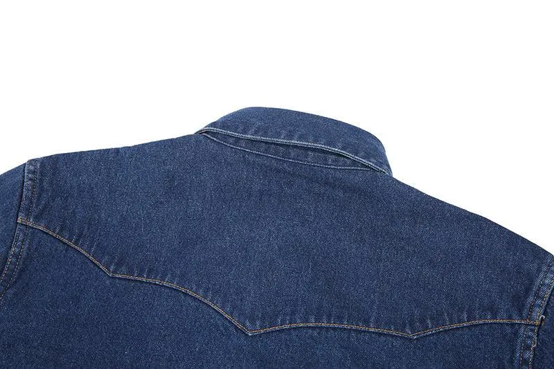 Classic Flower Wash Denim Shirt – Retro Cotton Shirt in Multiple Colors