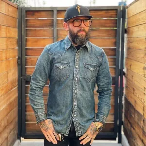 Classic Flower Wash Denim Shirt – Retro Cotton Shirt in Multiple Colors