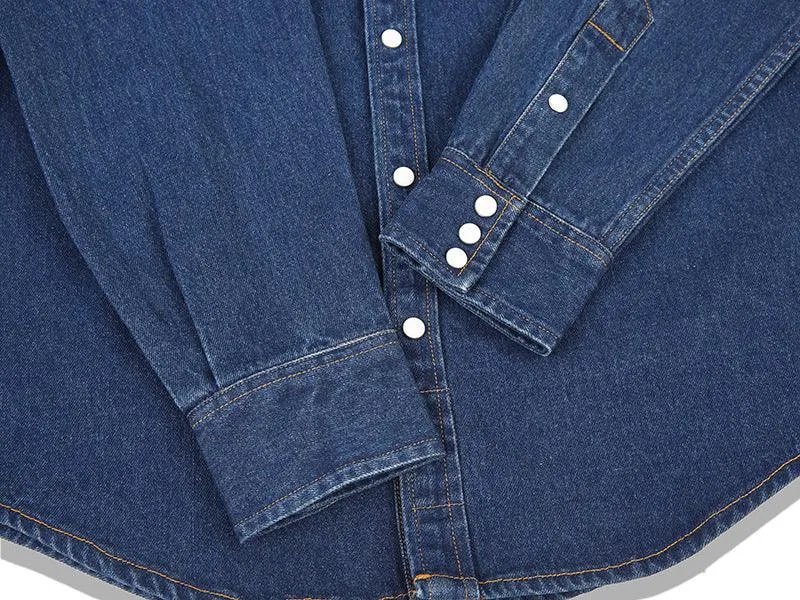 Classic Flower Wash Denim Shirt – Retro Cotton Shirt in Multiple Colors