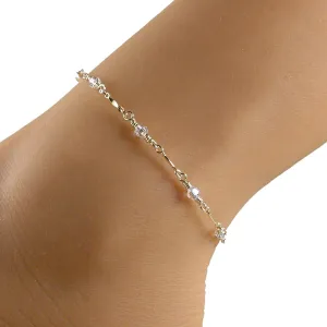 Clear Swarovski Crystal Gold Chain Ankle Bracelet, Crystal Gold Chain Anklet