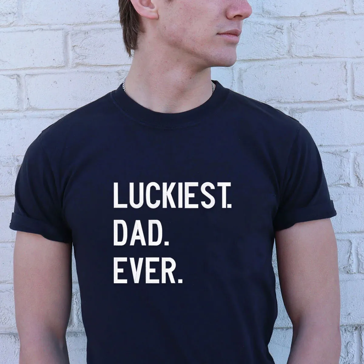 Comfort Color® Embroidered Luckiest Dad Ever Shirt