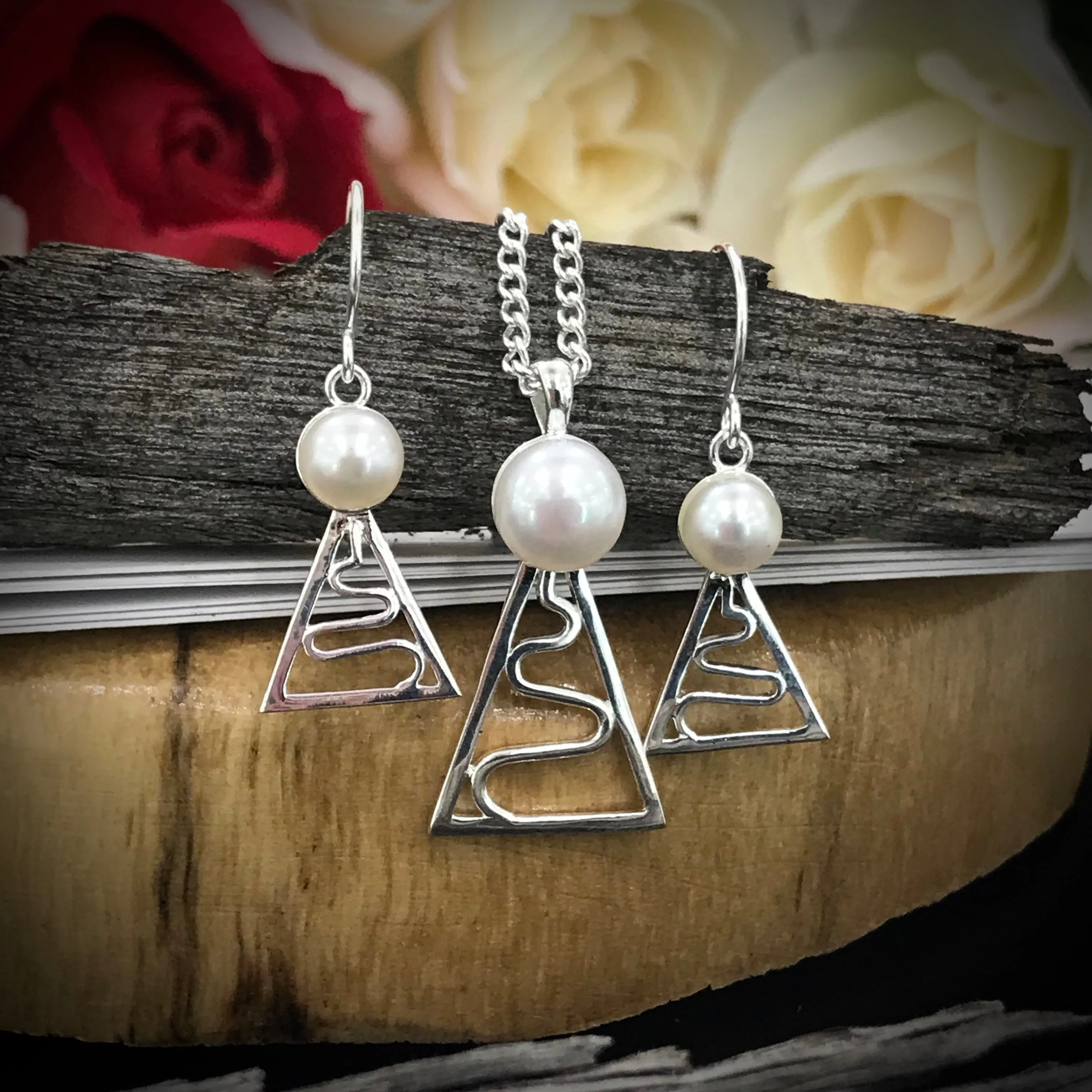 Cultured Freshwater 925 Staircase Pearl Earrings