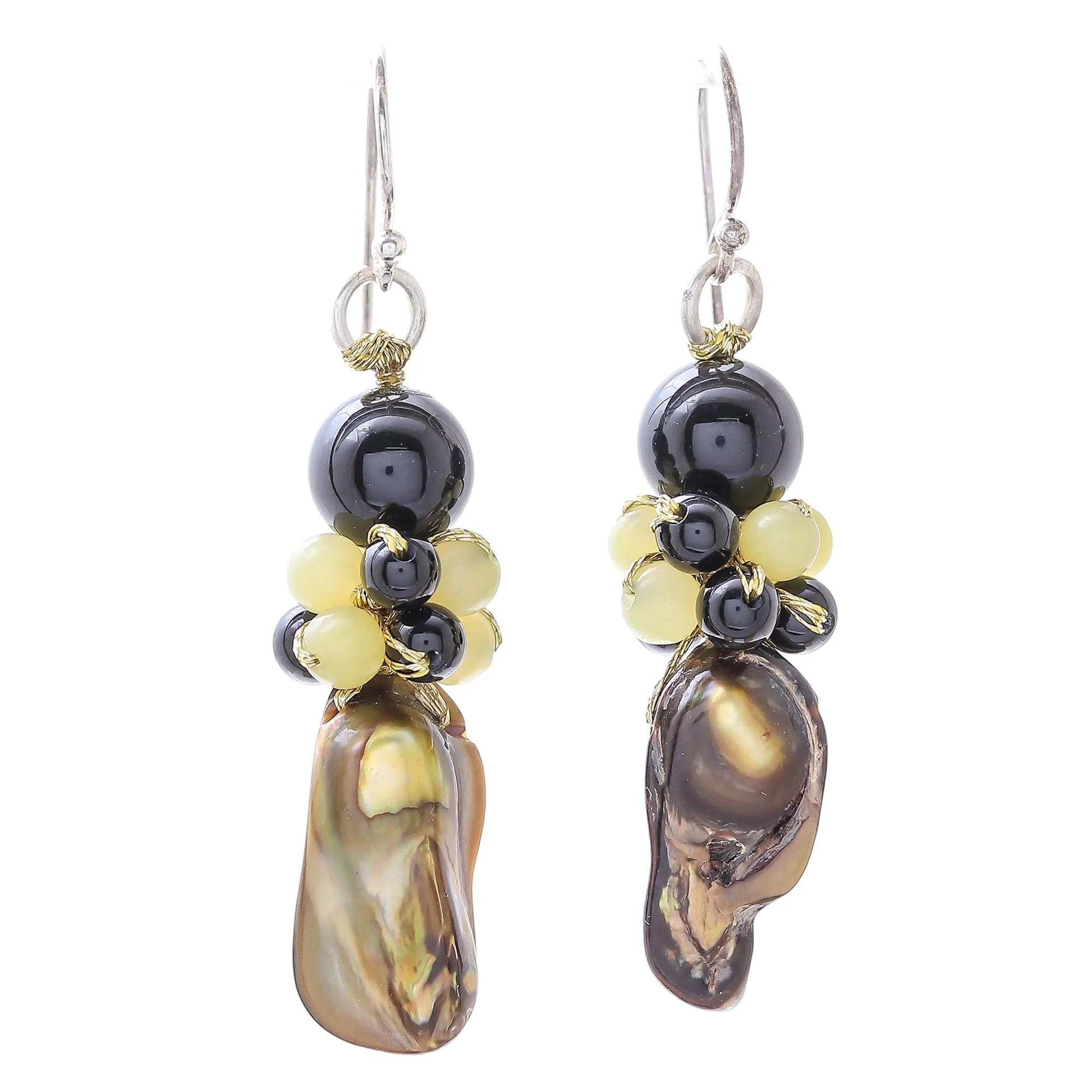 Cultured Pearl and Serpentine Beaded Dangle Earrings - Enchanted Beauty | NOVICA