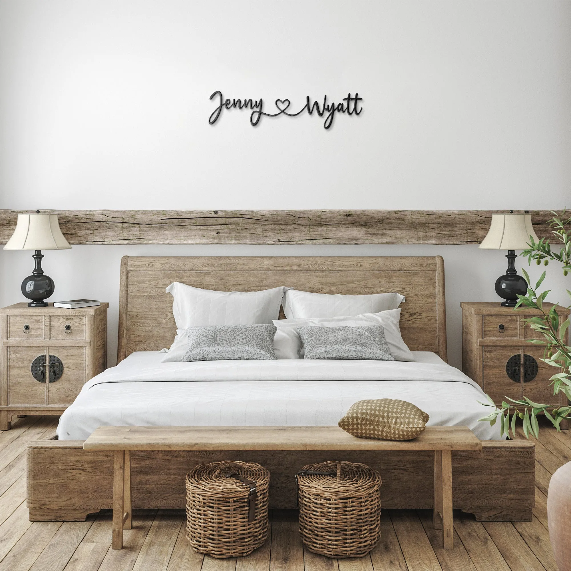Cursive Name Monogram Metal Sign