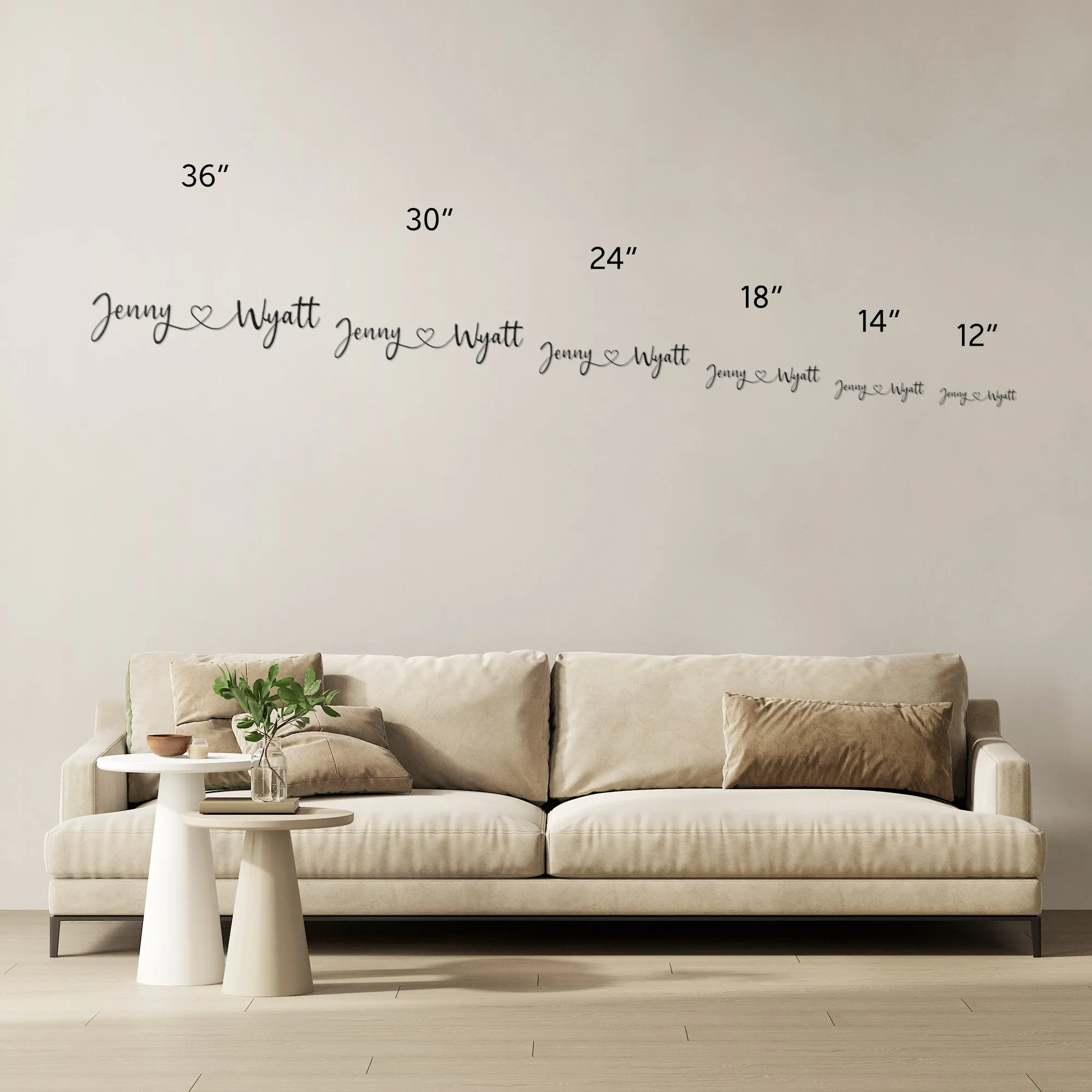 Cursive Name Monogram Metal Sign