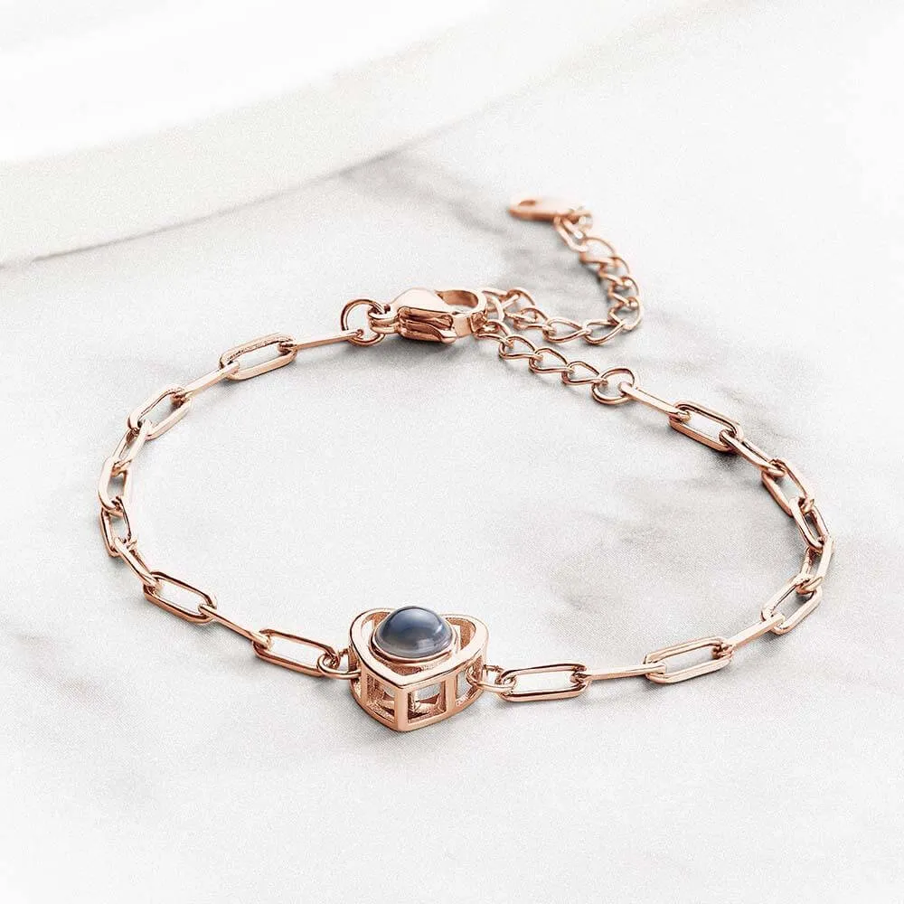 Custom Adjustable Heart Shaped Photo Projection Bracelet