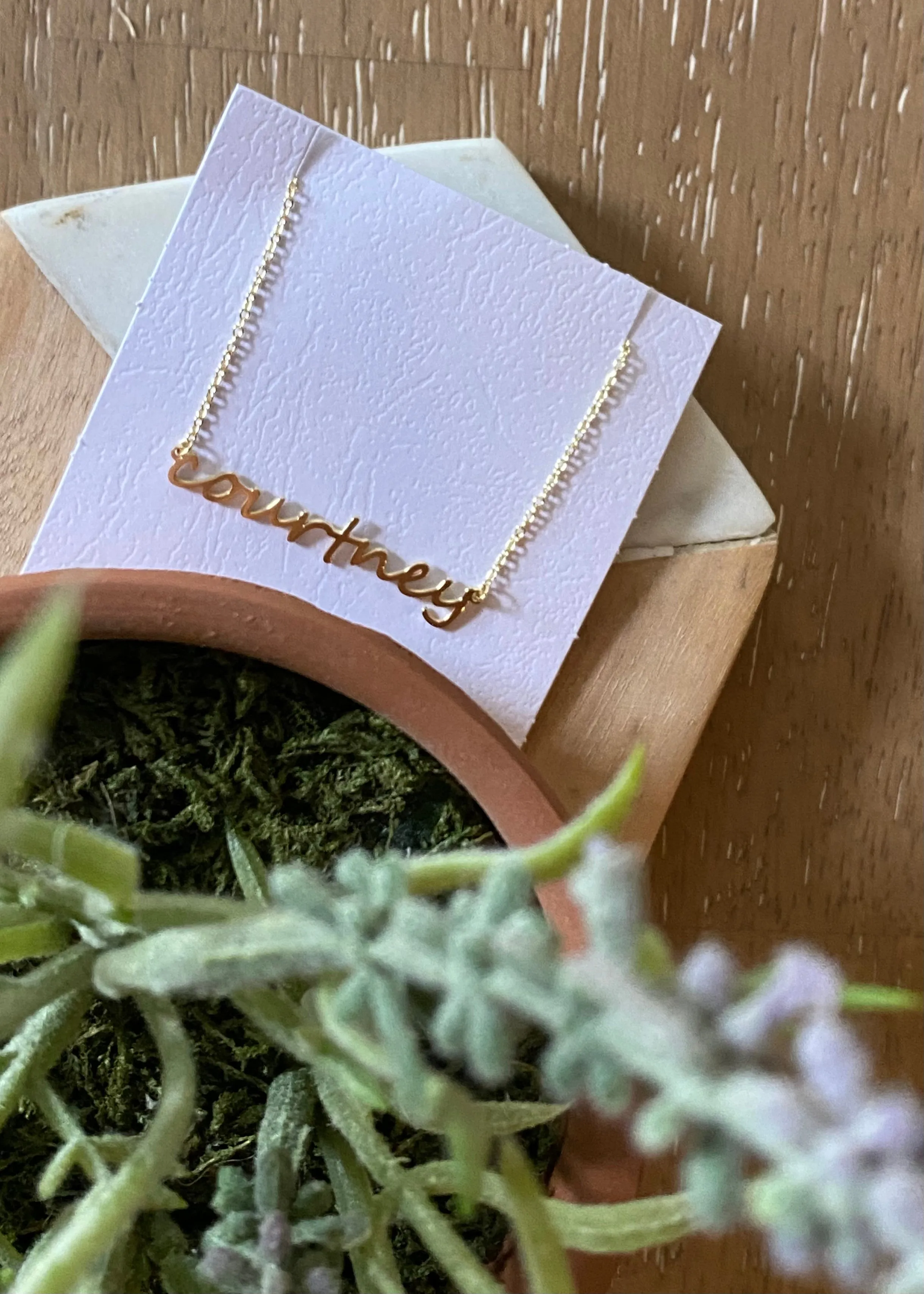 Custom Lowercase Script Name/Word Necklace- Water Resistant