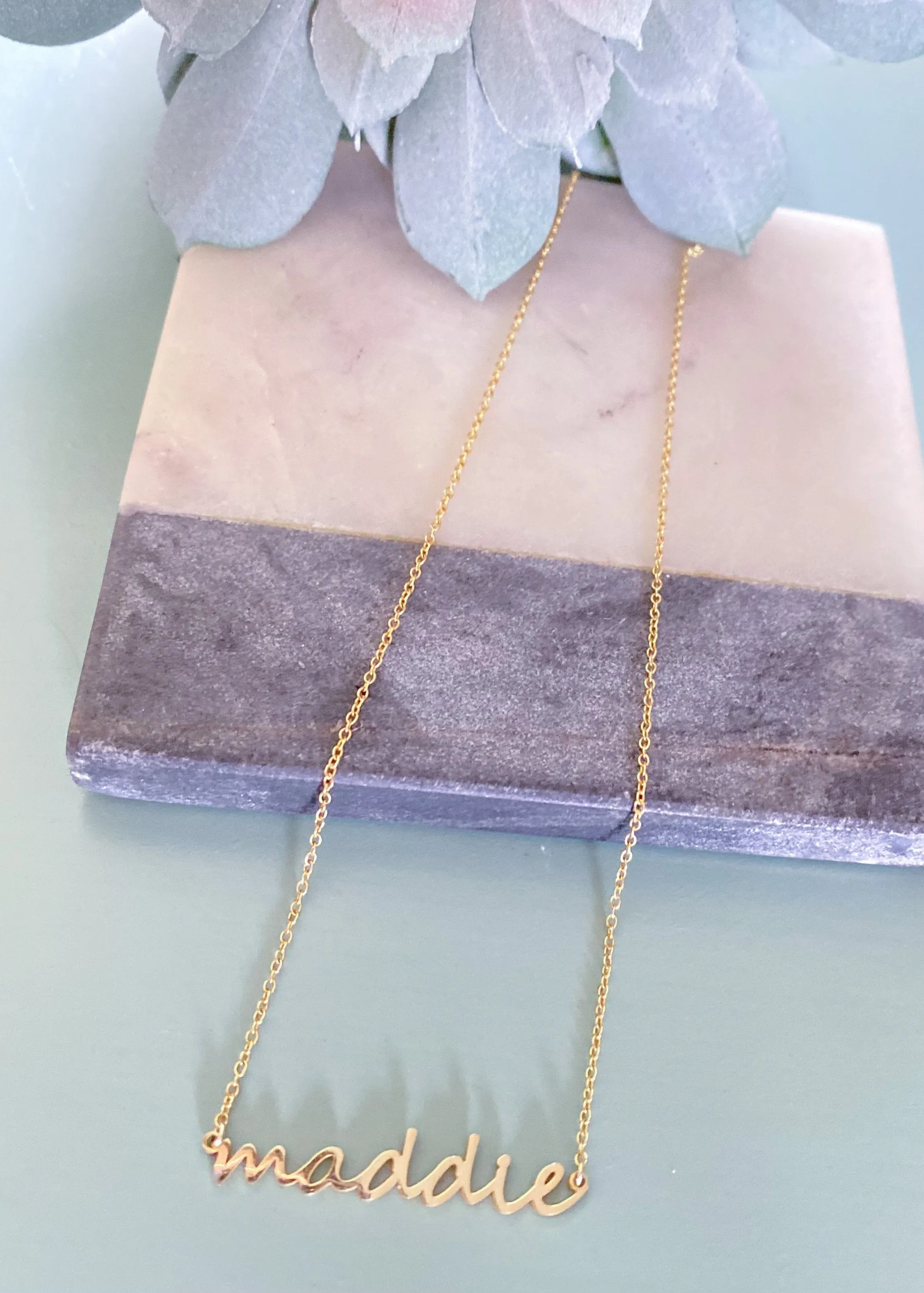 Custom Lowercase Script Name/Word Necklace- Water Resistant