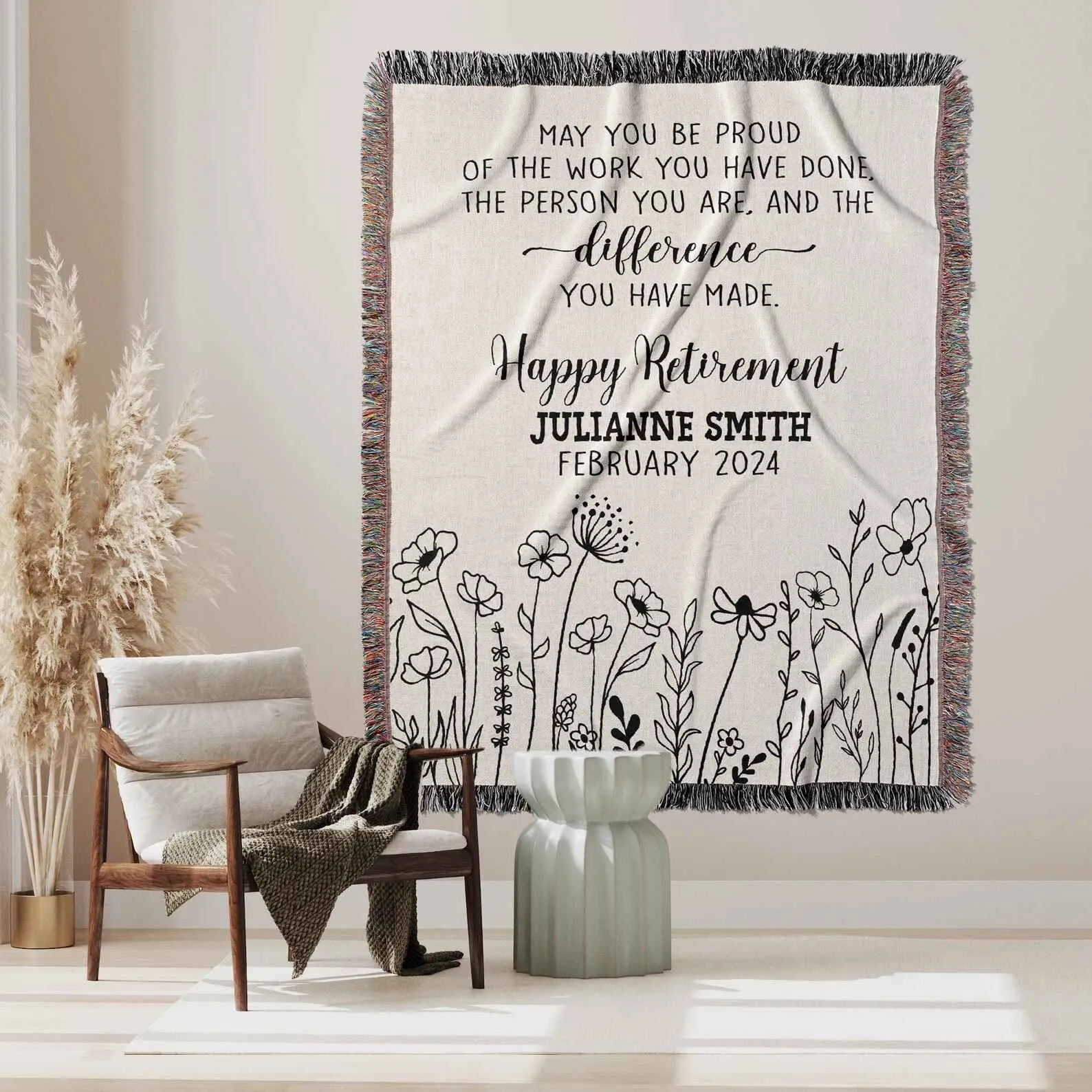 Custom Retirement Blanket with Personalized Name and Message - Thoughtful Gift for Women