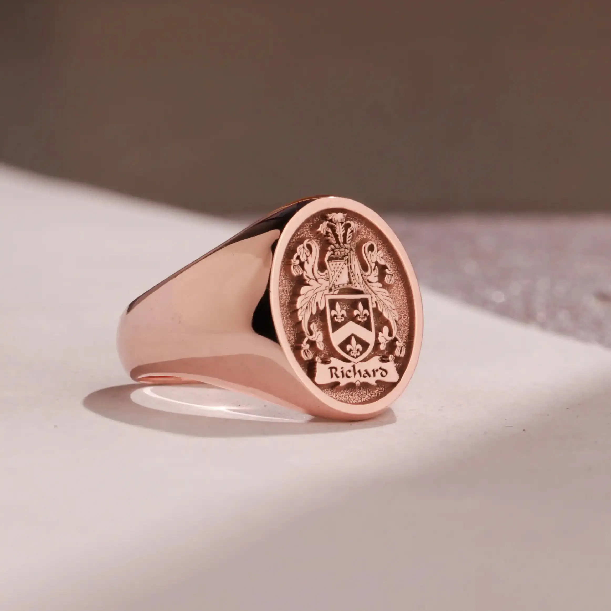 Custom Ring - Rose Gold Coated - Raised Design