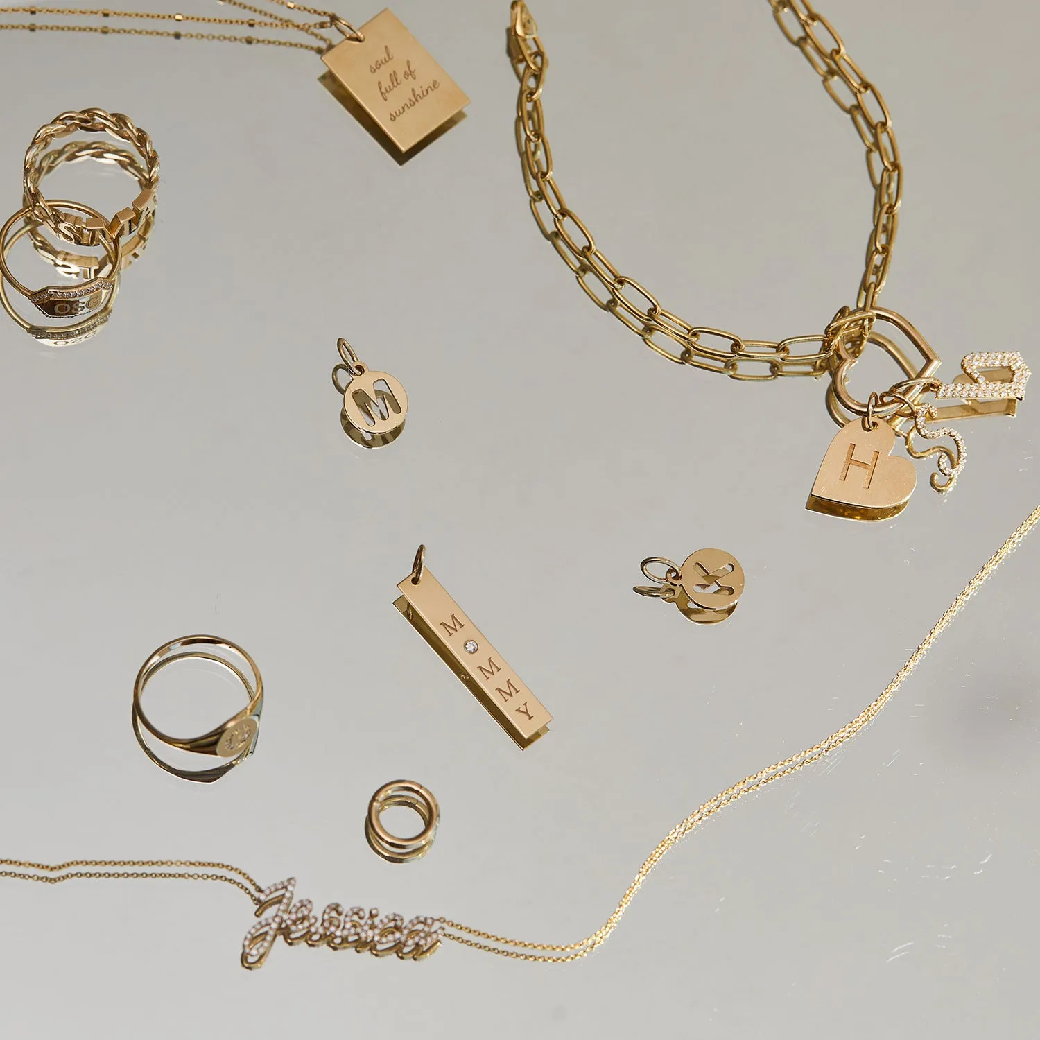 Cut-Out Round Letter Initial Charm