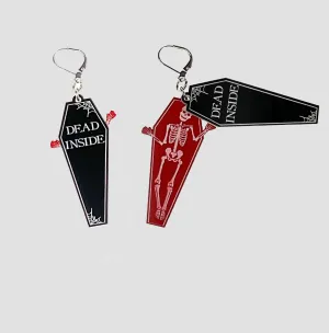 Dead Inside Open Casket Dangle Earrings by Vinca