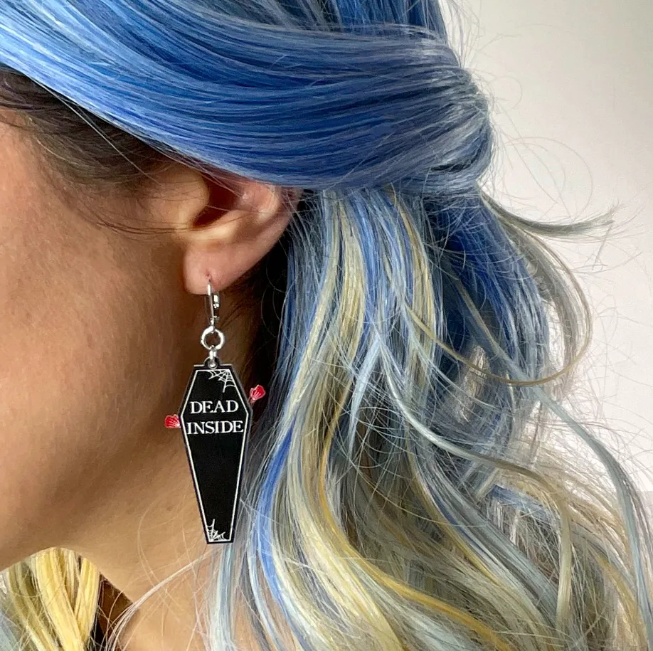 Dead Inside Open Casket Dangle Earrings by Vinca