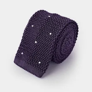 Deep Purple & White Spot Knitted Silk Tie
