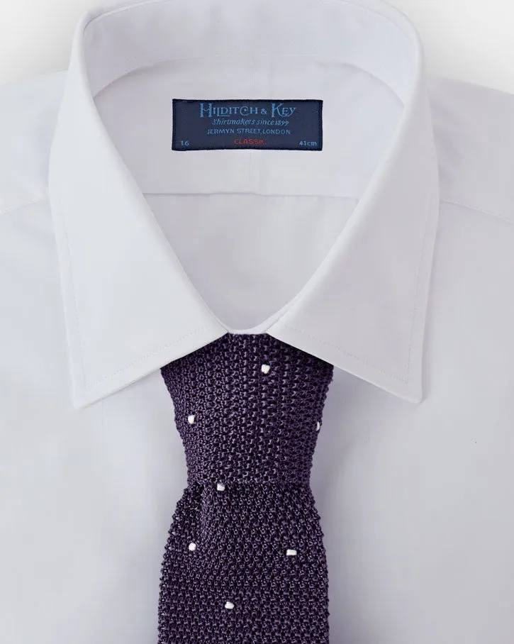 Deep Purple & White Spot Knitted Silk Tie