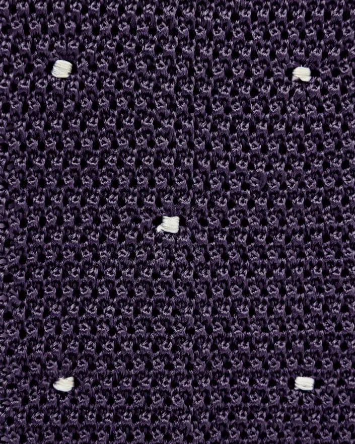 Deep Purple & White Spot Knitted Silk Tie