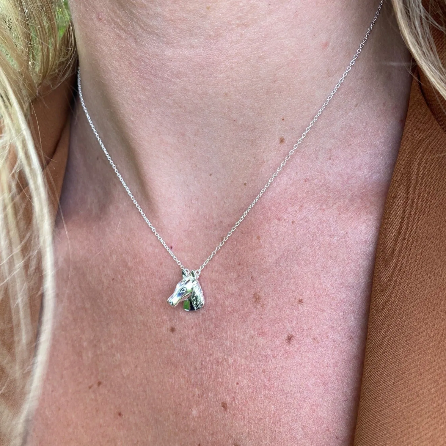 Detailed Sterling Silver Horse Head Necklace