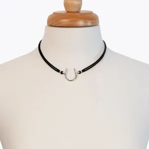 Devlin - Double Cord Sterling Silver Hammered Horseshoe Necklace