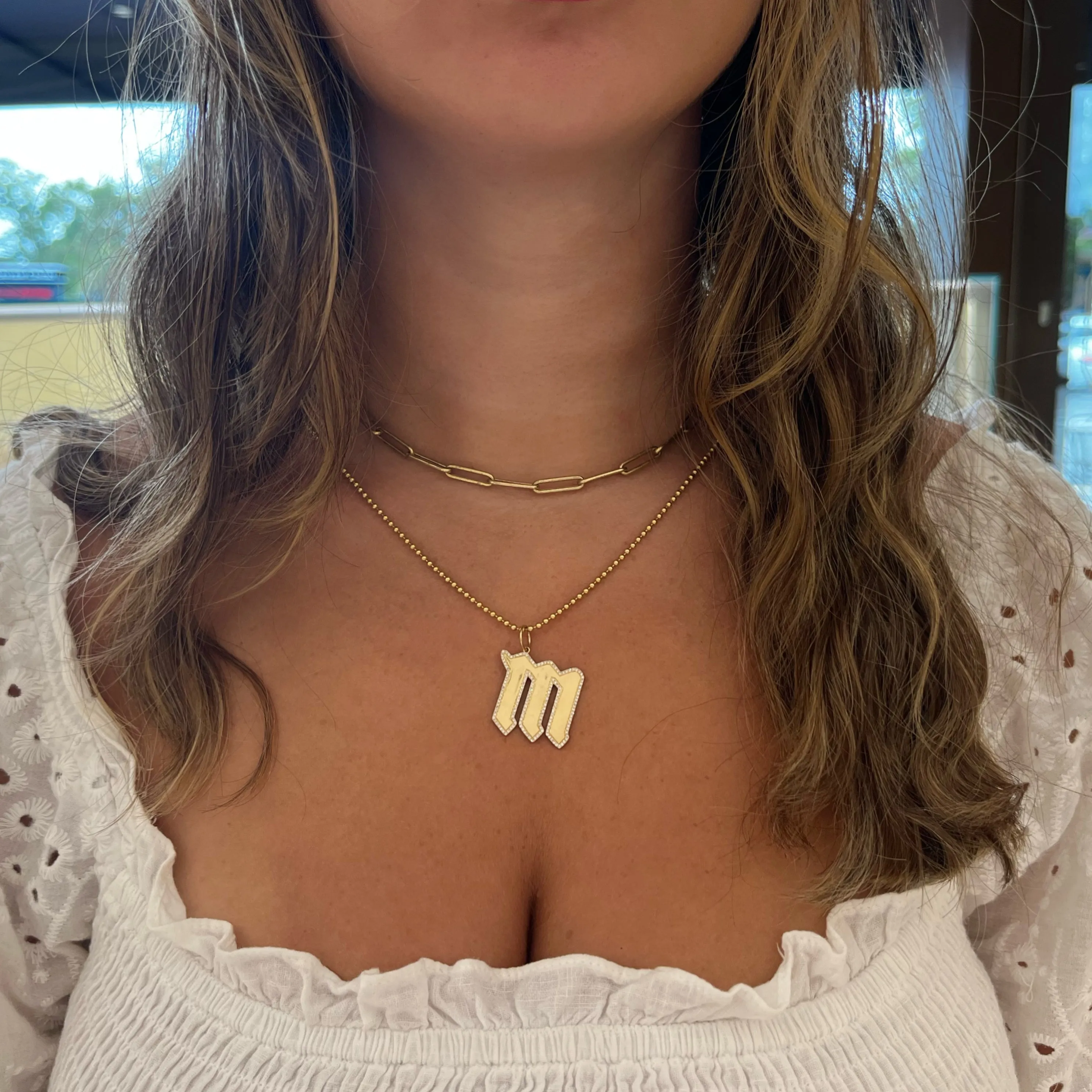 Diamond Gothic Initial Pendant
