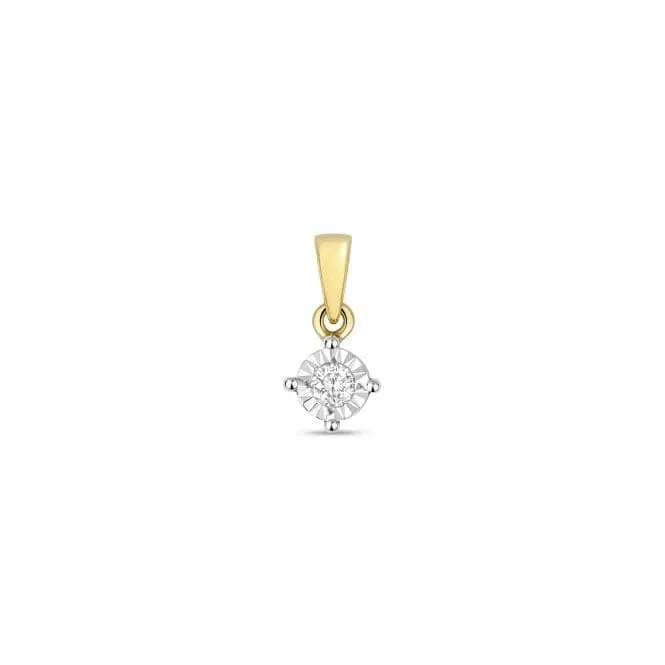 Diamond Jewellery 9ct Gold Diamond Illusion Set Pendant PD111