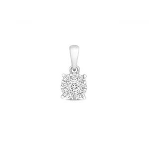 Diamond Jewellery 9ct White Gold Diamond Brilliant Illusion Pendant PD174W