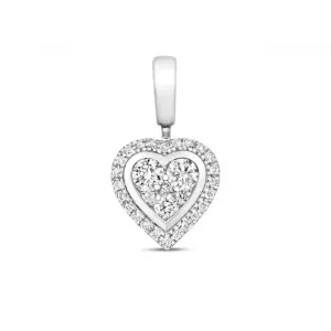 Diamond Jewellery 9ct White Gold Diamond Cluster Heart Pendant PD163W