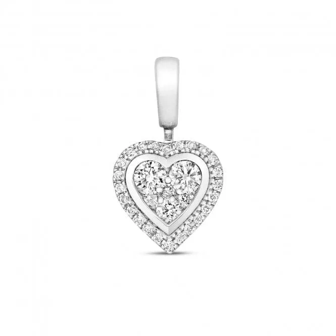 Diamond Jewellery 9ct White Gold Diamond Cluster Heart Pendant PD163W