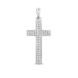 Diamond Jewellery 9ct White Gold Diamond Cross Pave Set Pendant PD121W