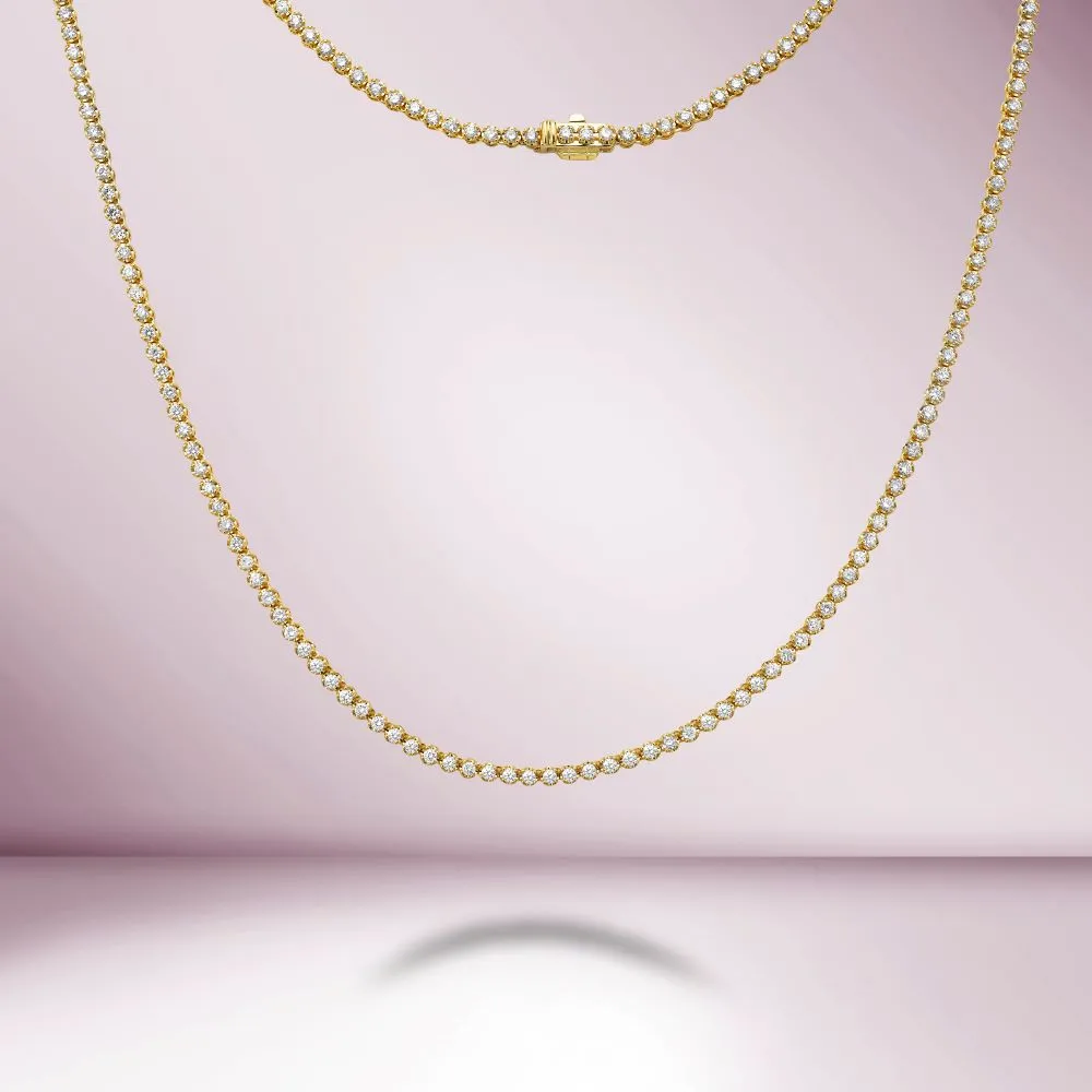 Diamond Tennis Necklace (3.50 ct.) 1.6 mm Buttercup Setting in 14K Gold