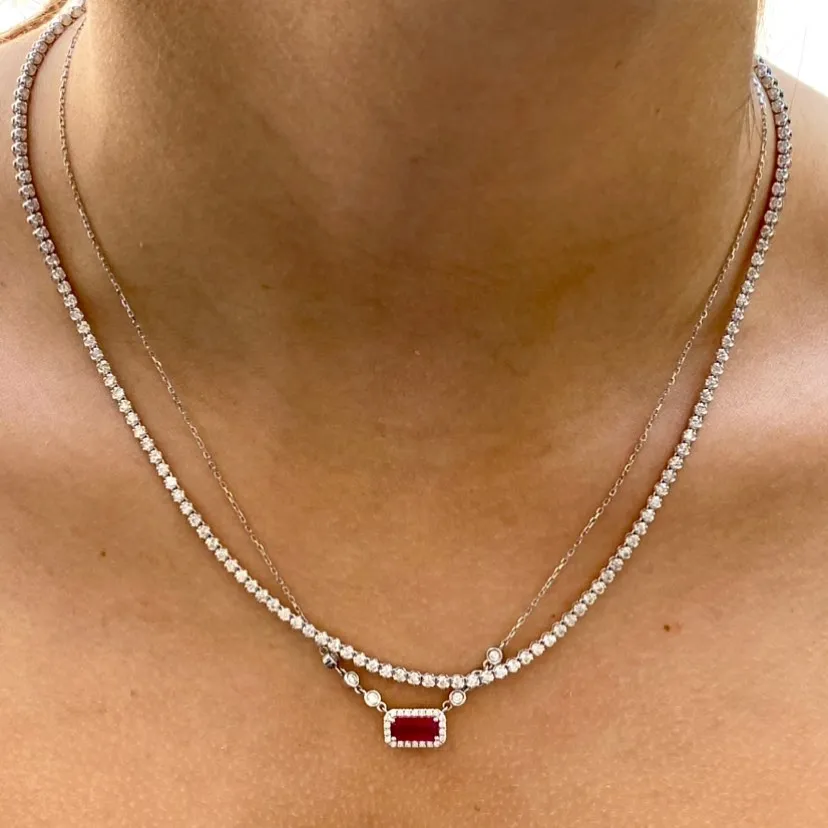 Diamond Tennis Necklace (3.50 ct.) 1.6 mm Buttercup Setting in 14K Gold
